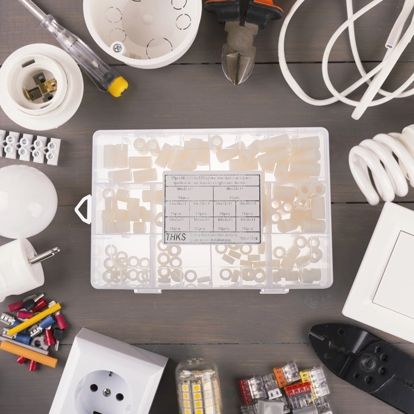 

150 шт. M6 нейлоновая шайба, прокладка, противостоящий винт, изолированная гайка, набор в ассортименте, устойчивый к коррозии, легкий, прочный круглый винт