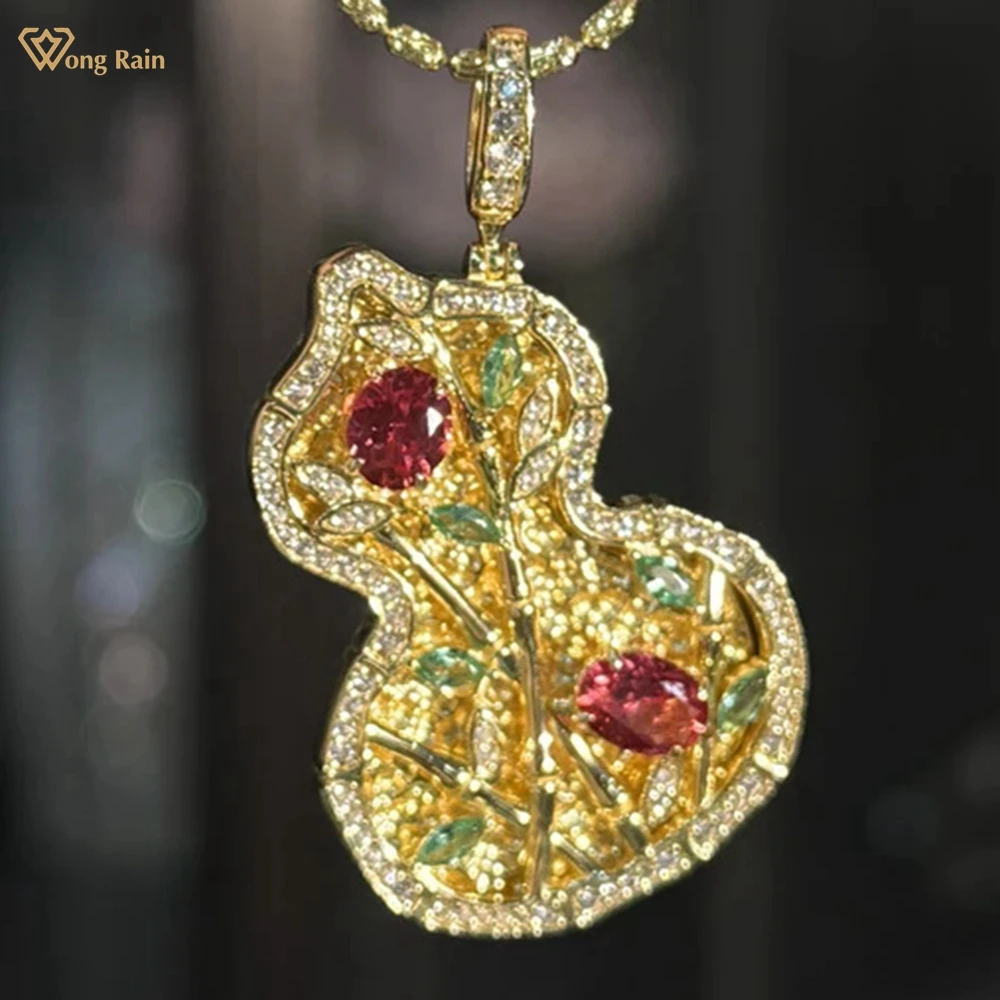 

Wong Rain твердое серебро 925 пробы овальной огранки 5*7 мм красный Padparadscha оникс высокоуглеродистые бриллиантовые драгоценные камни кулон ожерелье ювелирные изделия