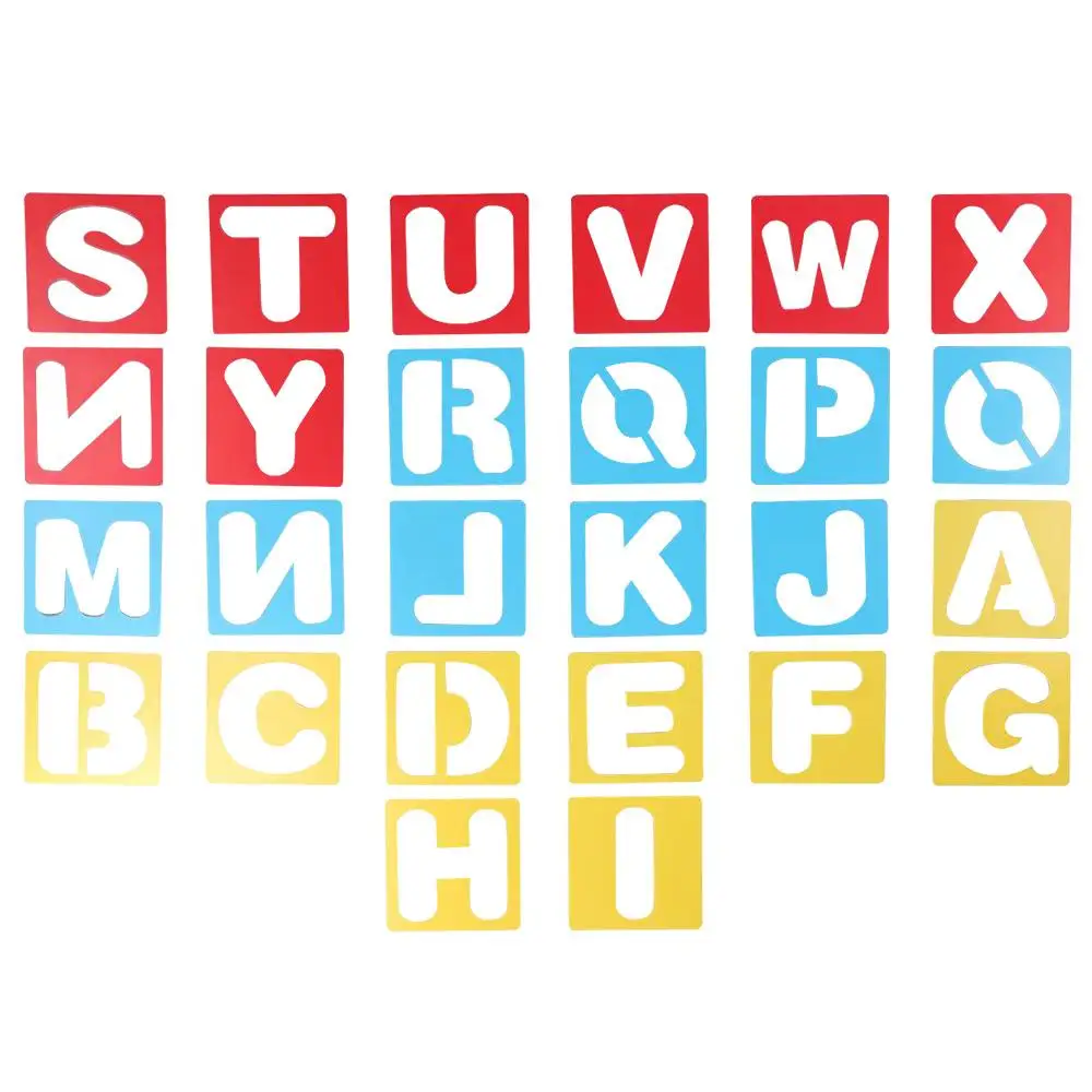 Polypropylen Alphabet Schablonen Set Alphabet blau Kunststoff Buchstaben Schablonen rot 4 Größe Malerei lernen DIY Handwerk