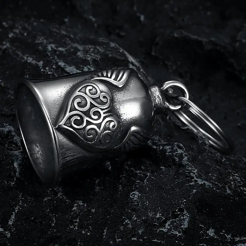 Heart Wing Biker Motorcycle Bell Charm Men's Trend Jewelry Lucky Bell Pendant Good Luck Bells