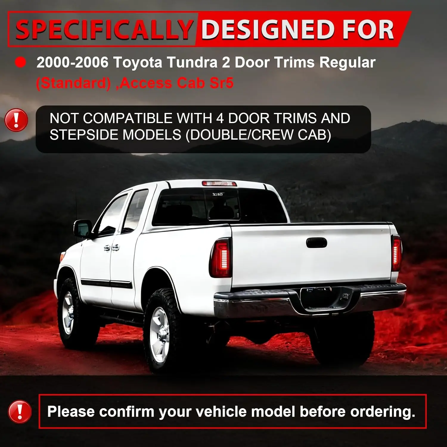 LED Tail Lights For 2000-2006 Toyota Tundra Regular & Access Cab Starting Animated Taillight Assembly Dynamic Turn Signal Lights Brake Reverse Light