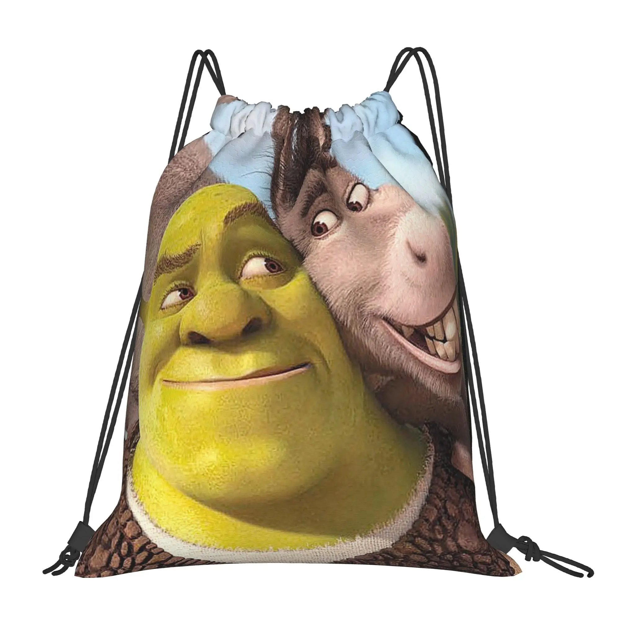 Cartoon Anime Drawstring Backpack Gym Sports Sackpack Water Resistant Shreks Meme Donkey String Bag Travel 36cm (W) x 43cm (H)