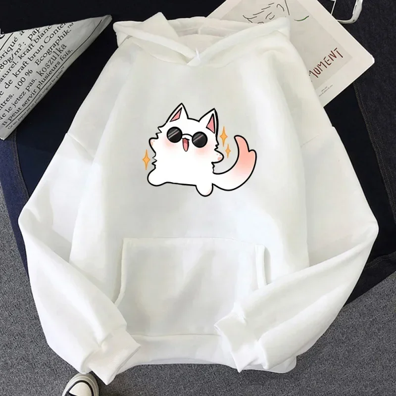 Sunglasses Cats Cartoon Characters Sports Street Style Casual Hoodies Fashionable Women's Clothing