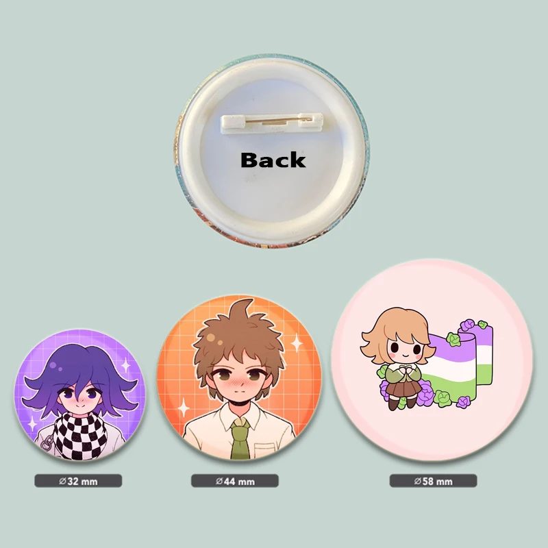 58MM Anime Danganronpa Cartoon Figure Brooches Cosplay Exquisit Badge for Collar Backpack Hat Accessory Handmade Enamel Pins