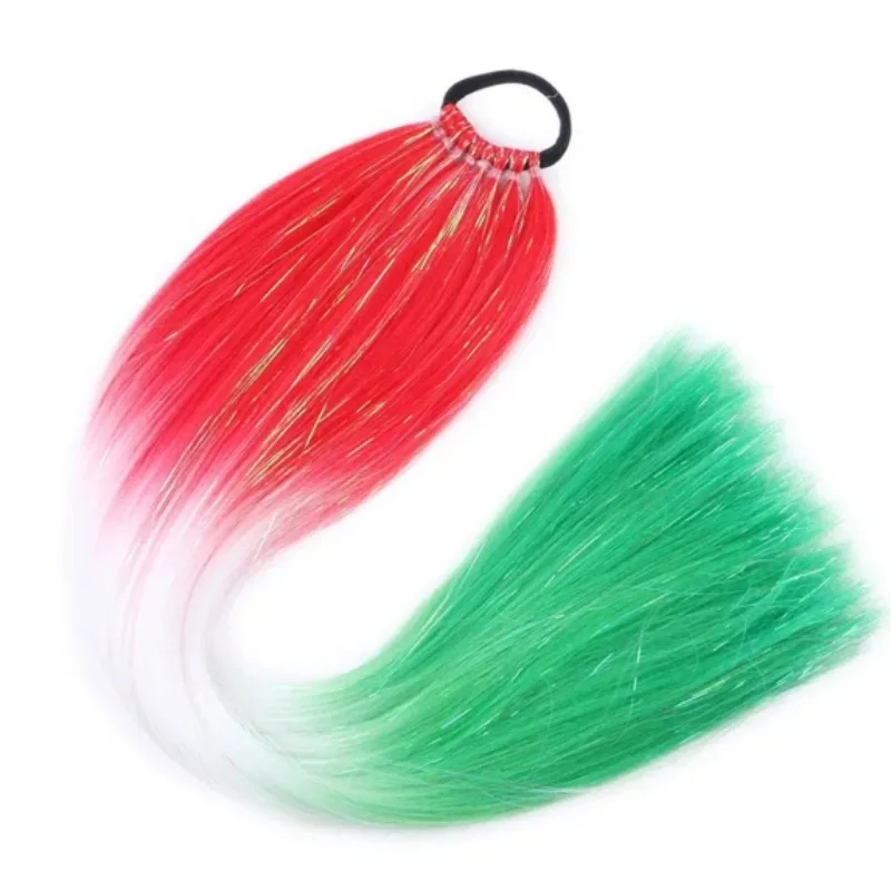 2 قطعة 24ins وصلات شعر اصطناعية أومبير جديلة ذيل حصان مزيج Tinsels مع الشعر التعادل مجنون يوم اكسسوارات للنساء الفتيات #3