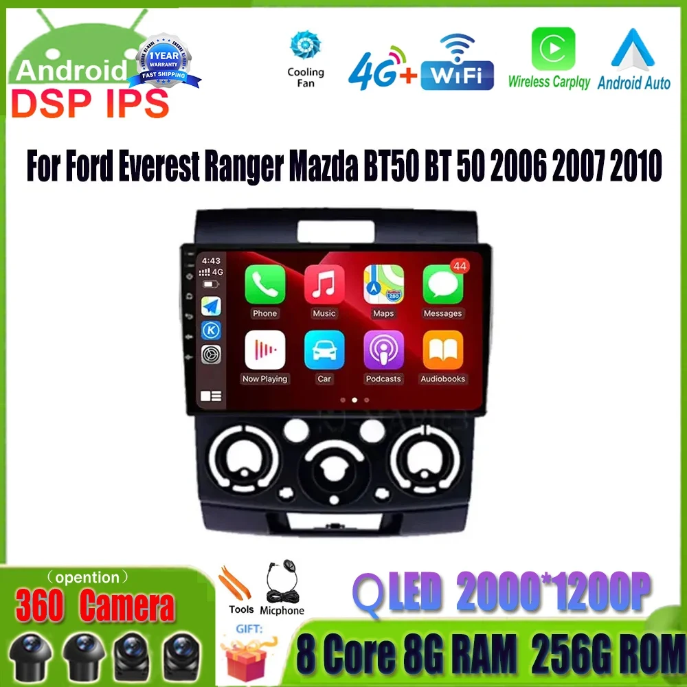 For Ford Everest Ranger Mazda BT50 BT 50 2006 2007 2010 Android 14 Car Video Multiemdia Player Radio Carplay GPS Navigation