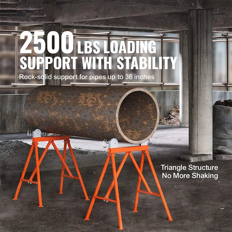 Heavy Duty Nylon Wheel Pipe Support Adjustable Height Pipeline Construction Tool Bracket For Pipe Installation And Maintenance
