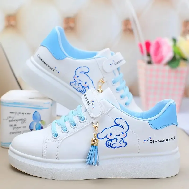 Girly Heart Kawaii Sanrio Cinnamoroll Anime White Board Shoes Spring Autumn Children Sports Ins Sneakers Gifts for Girls Boys