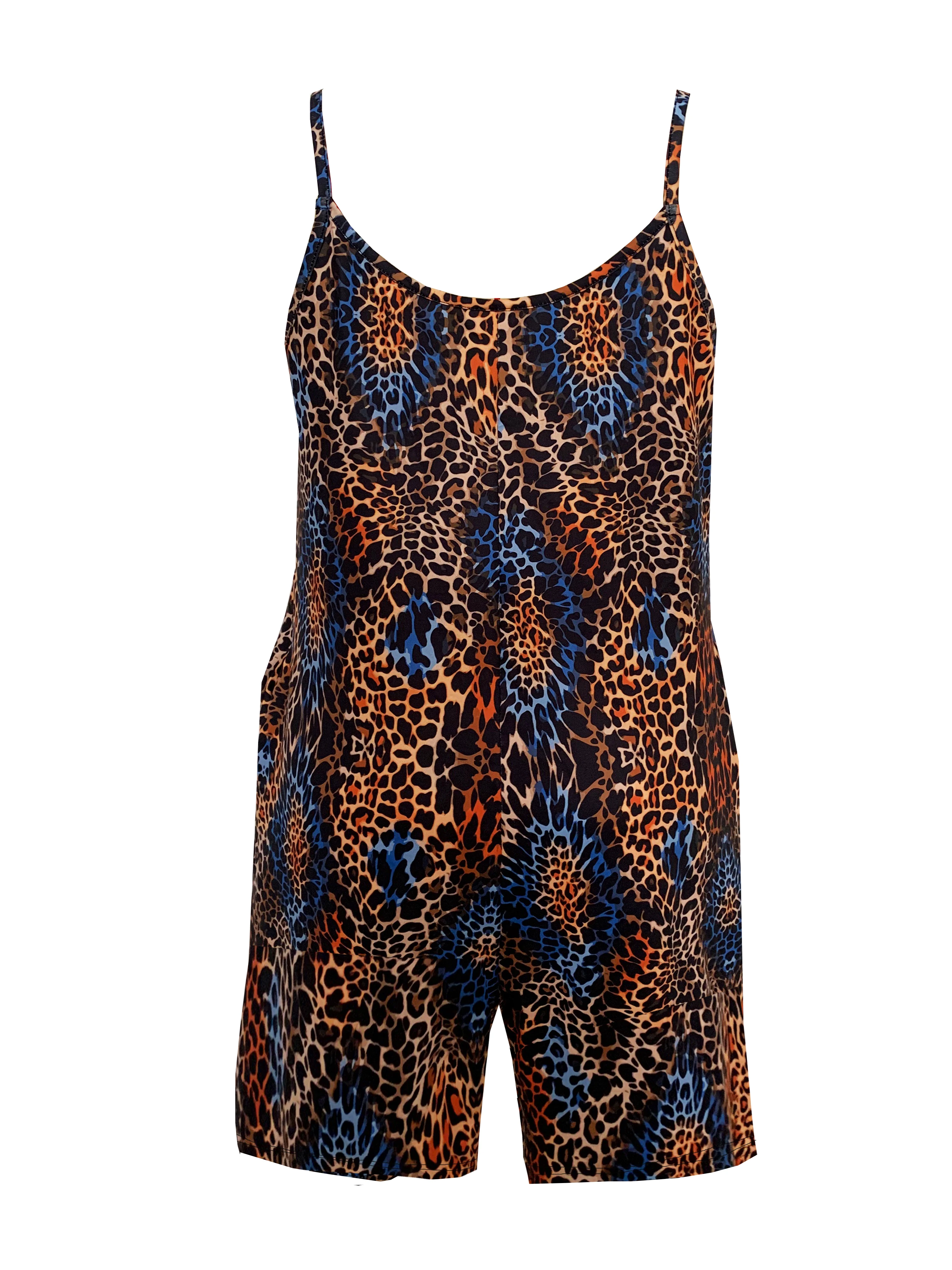 Leopard Print Spaghetti Strap Romper, Casual Sleeveless Jumpsuit For Spring & Summer, Women\'s Clothing