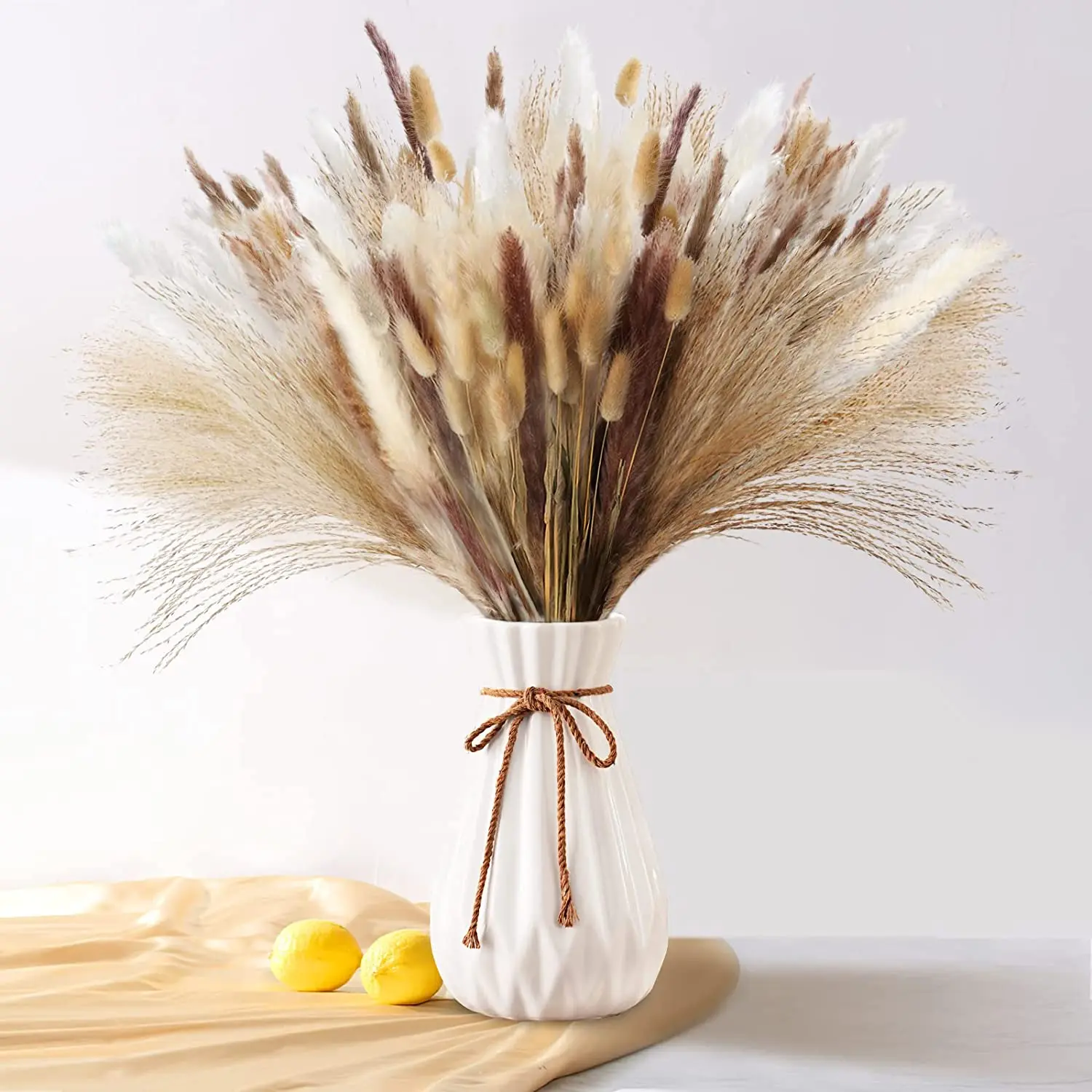 

75 Pieces Fluffy Pampas Grass Boho Style for Table Party Farmhouse Garden Home Decor Wedding Graduation Season Juneteenth Gifts