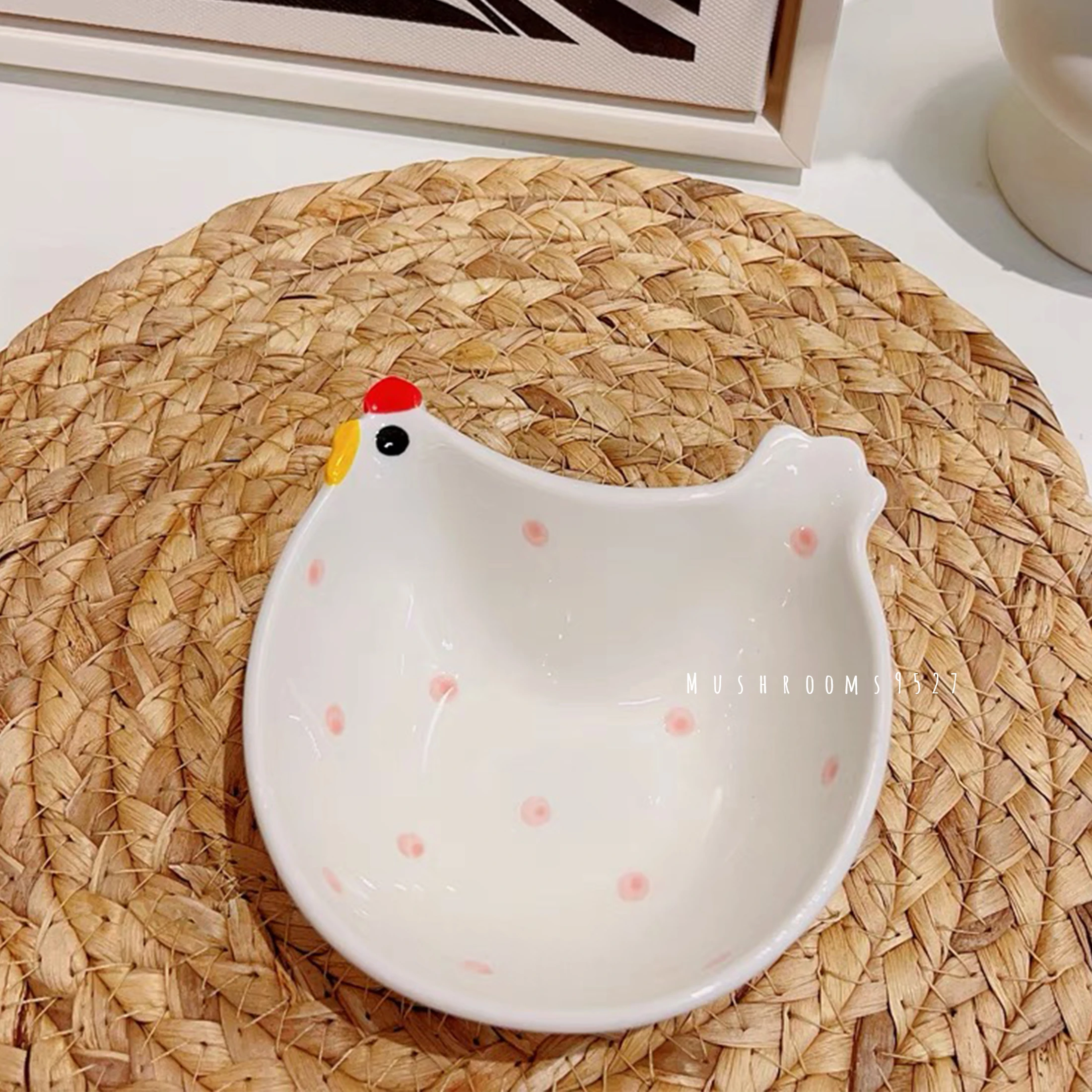 Cute White Kitten Bunny Stereo Ceramic Small Plate Creative Chicken Small Soy Sauce Condiment Plate Hot Pot Dipping Sauce Dish