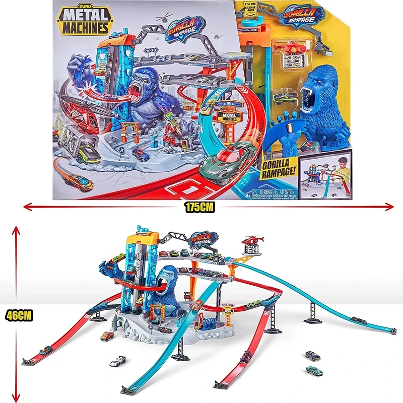 Original Zuru Metal Machines Gorilla Rampage Garage Playset Children's Toys Christmas Gift Monster Truck Model Cars for Boys