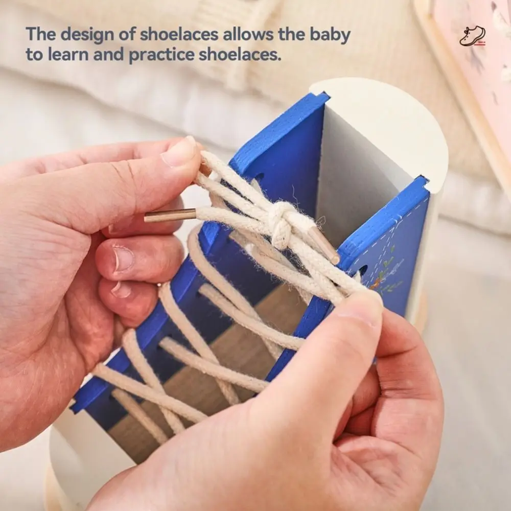 Wearing Shoelaces Shoelace Threading Toy Montessori Life Skill Fine Motor Skills Toy Button Wooden Early Educational Toy Boys