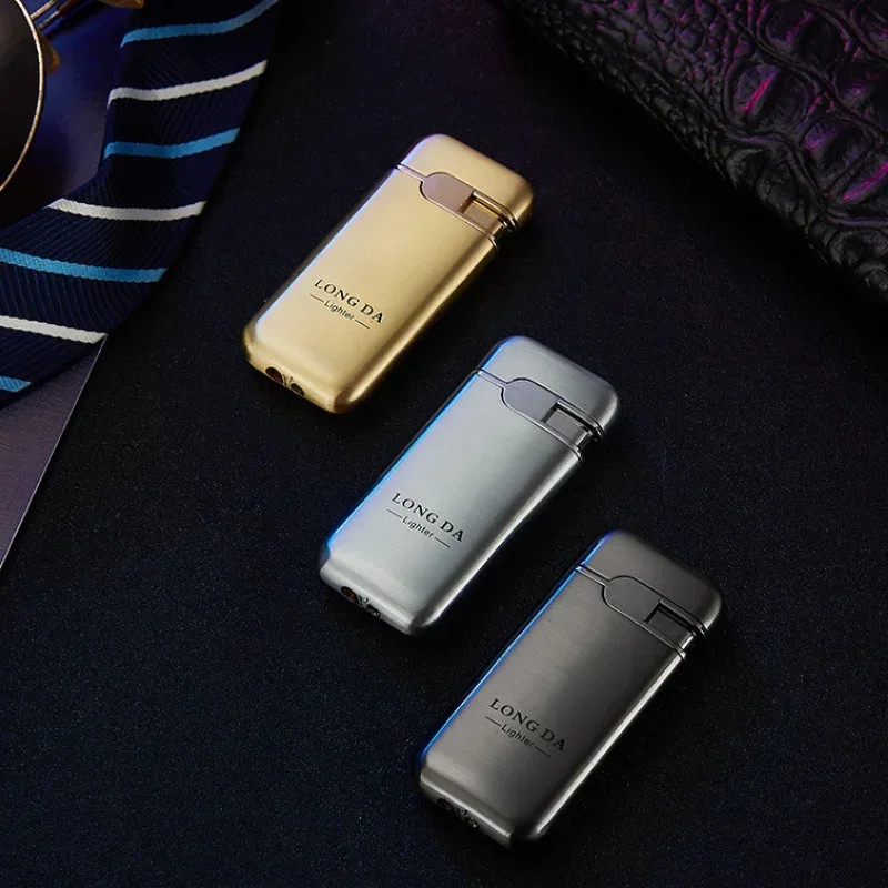 Metal Windproof Jet Torch Blue Flame Lighter Portable Small and Light Butane Gas Outdoor Cigarette Lighter Smoking Accessories