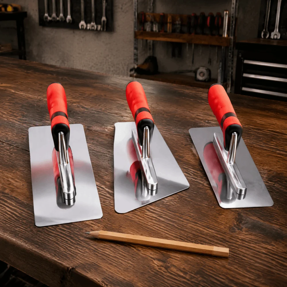 3pcs Polished Finishing Trowel Set Ergonomic Handles Rubber Handle Plastering Trowel Set Stainless Steel Paint Plastering Tool