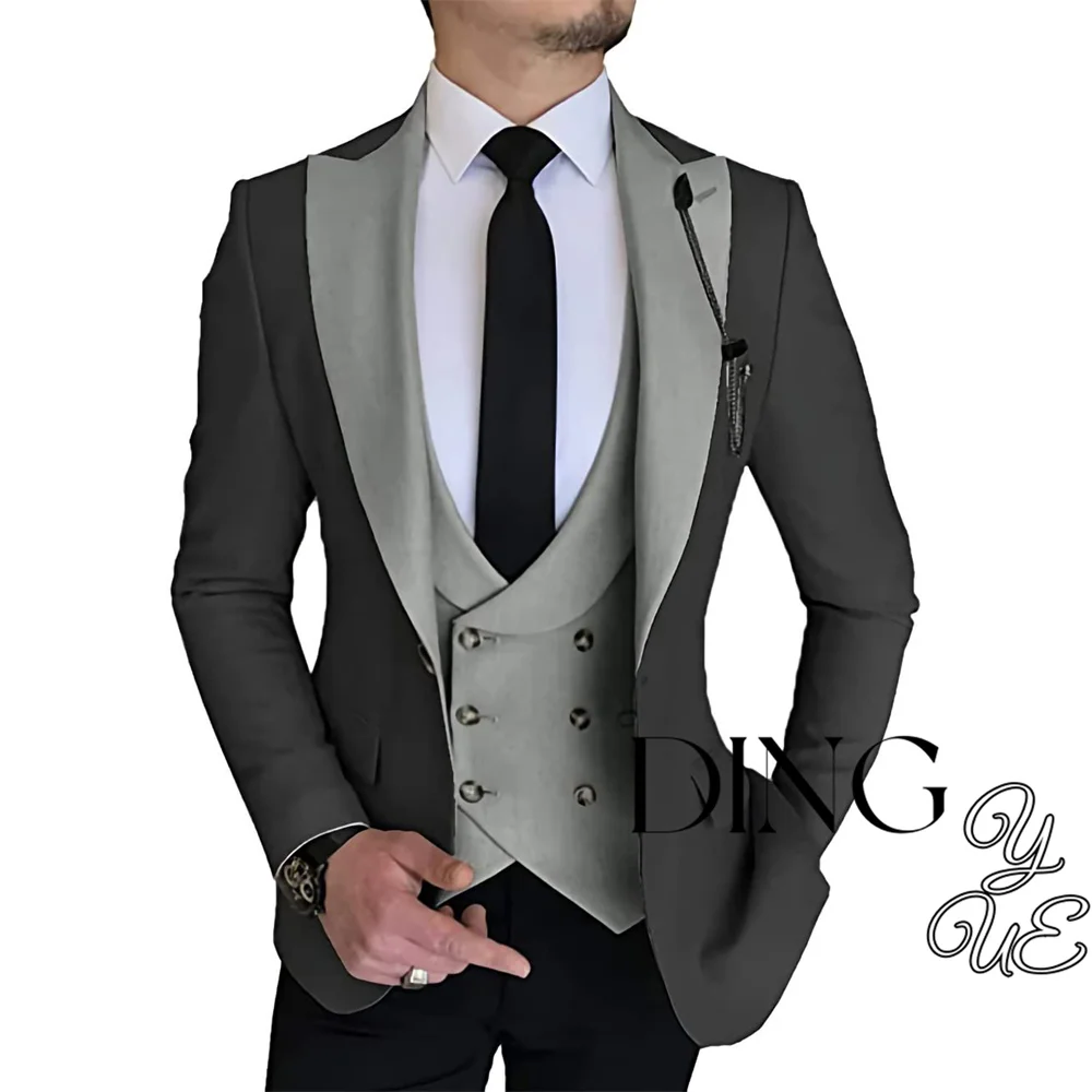 Mens 3 Piece Suits Slim Fit Solid Colour Blazer Vest Pants Wedding Prom Suit Tuxedo Custom Business Casual Formal Prom Suit Set