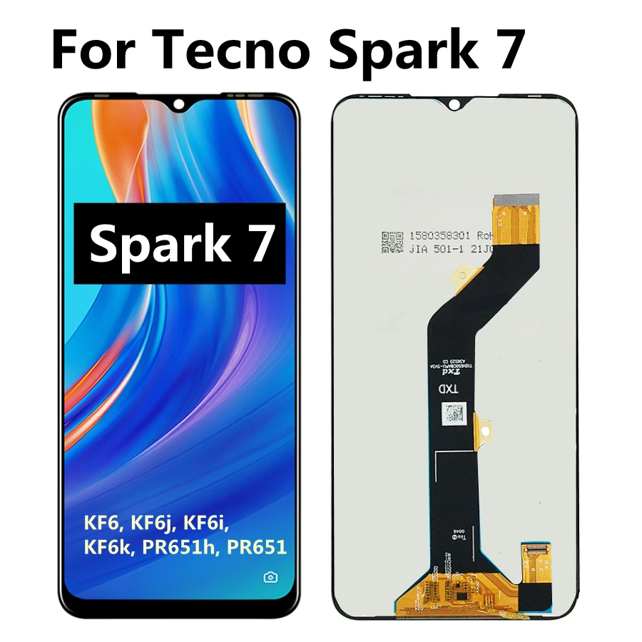 6.5  For Tecno Spark 7 Display KF6J KF6N LCD Touch Screen Digitizer Replacement For Tecno Spark 7 LCD Pantalla Assembly