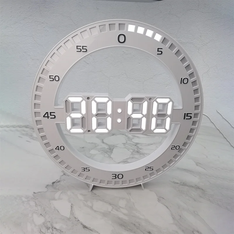 Chuhan 8 Polegada 3d led tecnologia luminosa digital eletrônico mudo relógio de parede temperatura data multi função salto segundo relógio