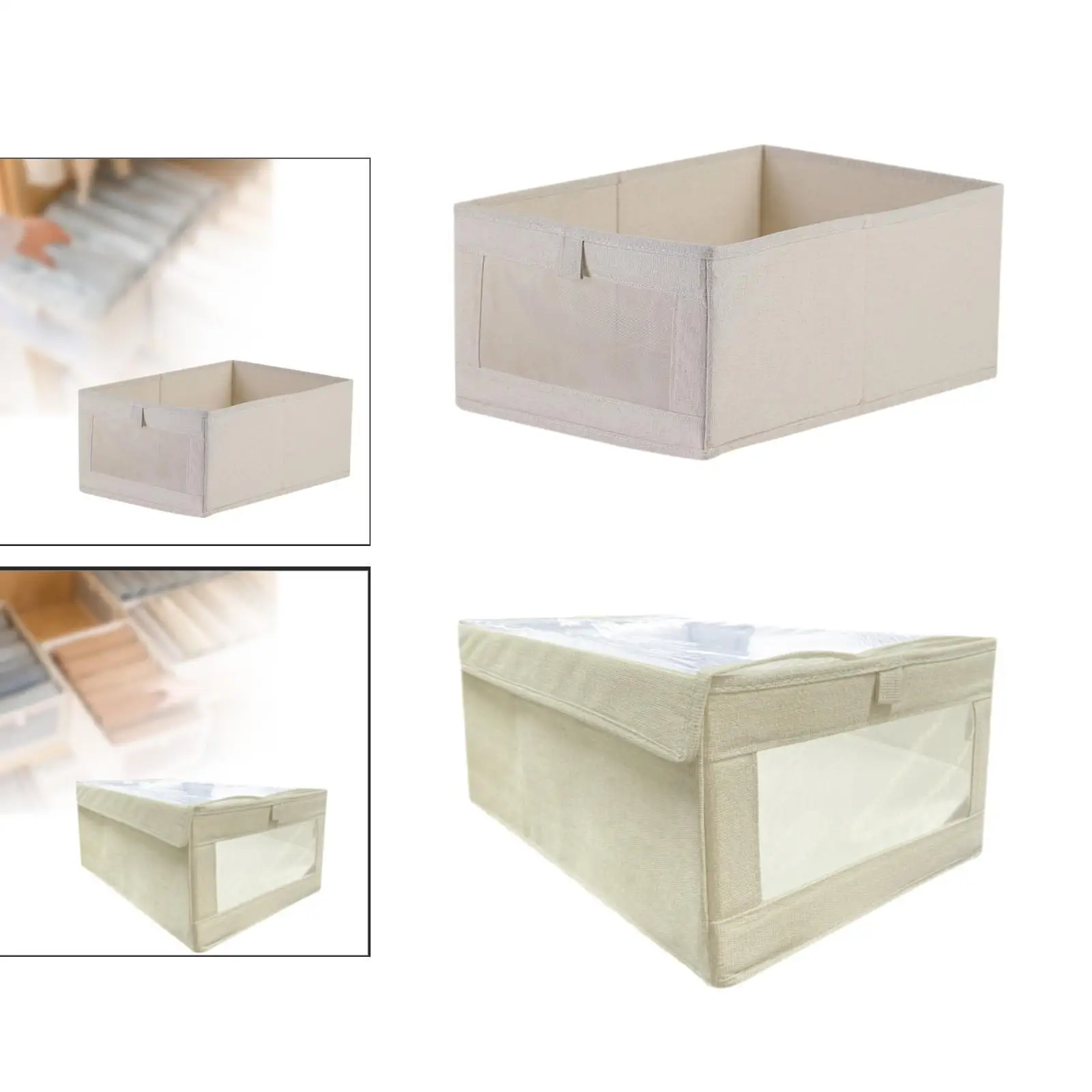 

Storage Bin with Clear Window, Closet Organizer, Foldable Fabric Basket for Bed