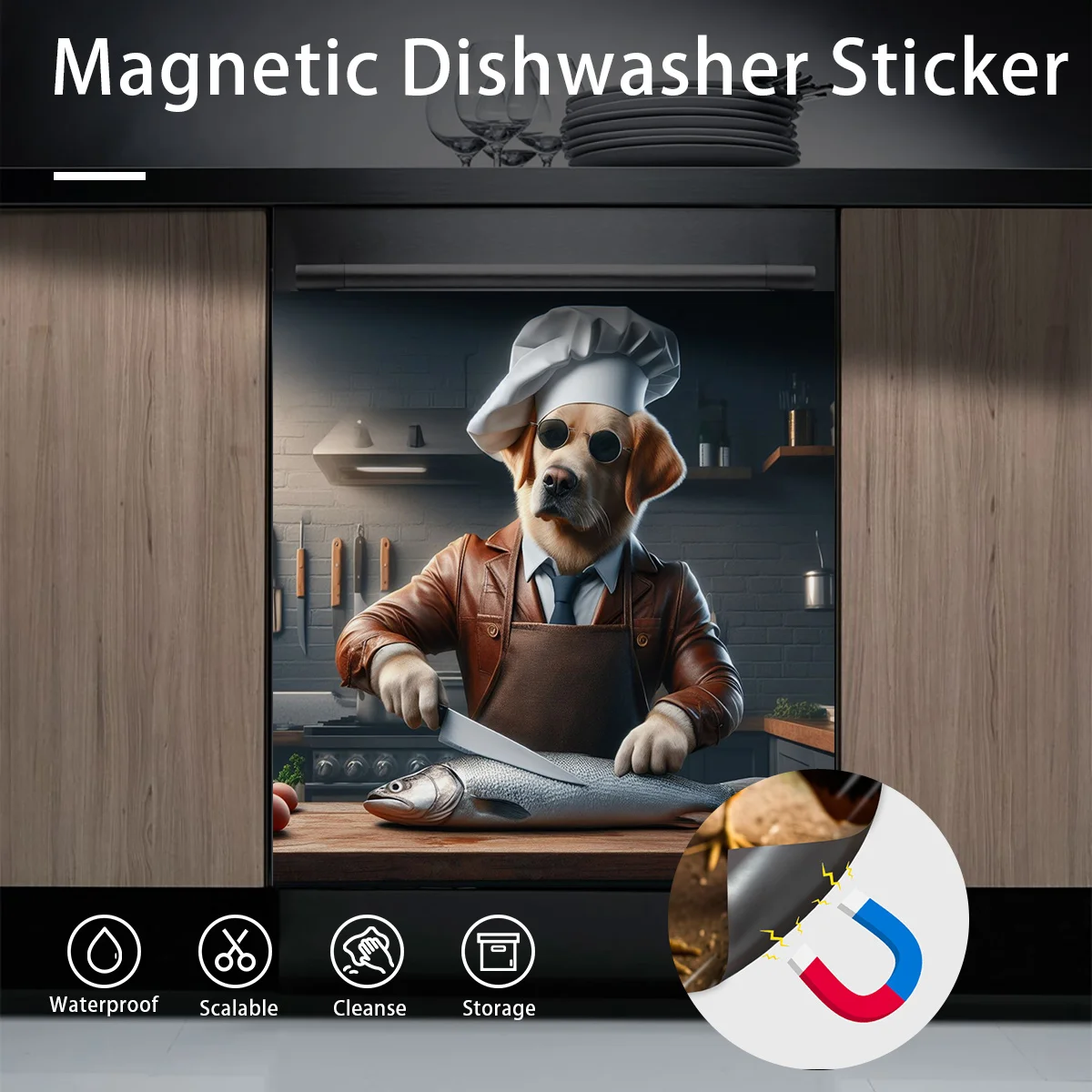 

Cartoon Animal Design Magnet Fridge Dishwasher Wall Sticker No glue Magnetic Attraction Christmas holiday Decor Art Mural Decals