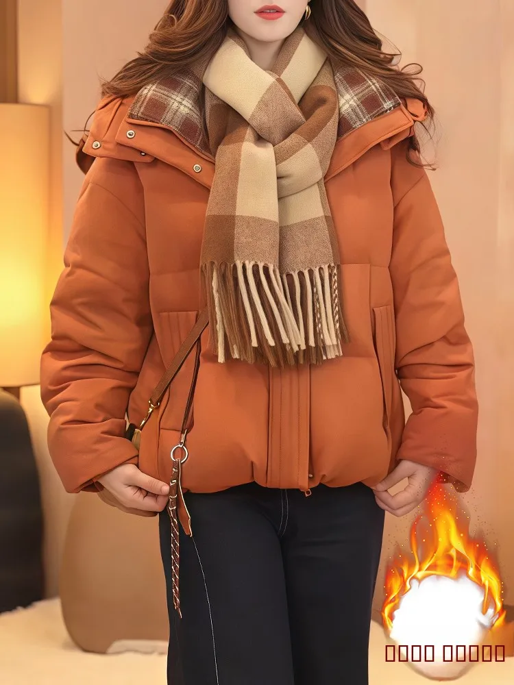 

Faionable Loose ort Jaet Женская зимняя новинка Повседневная одежда Small Fraance Sle Fce на подкладке Теплая верхняя одежда