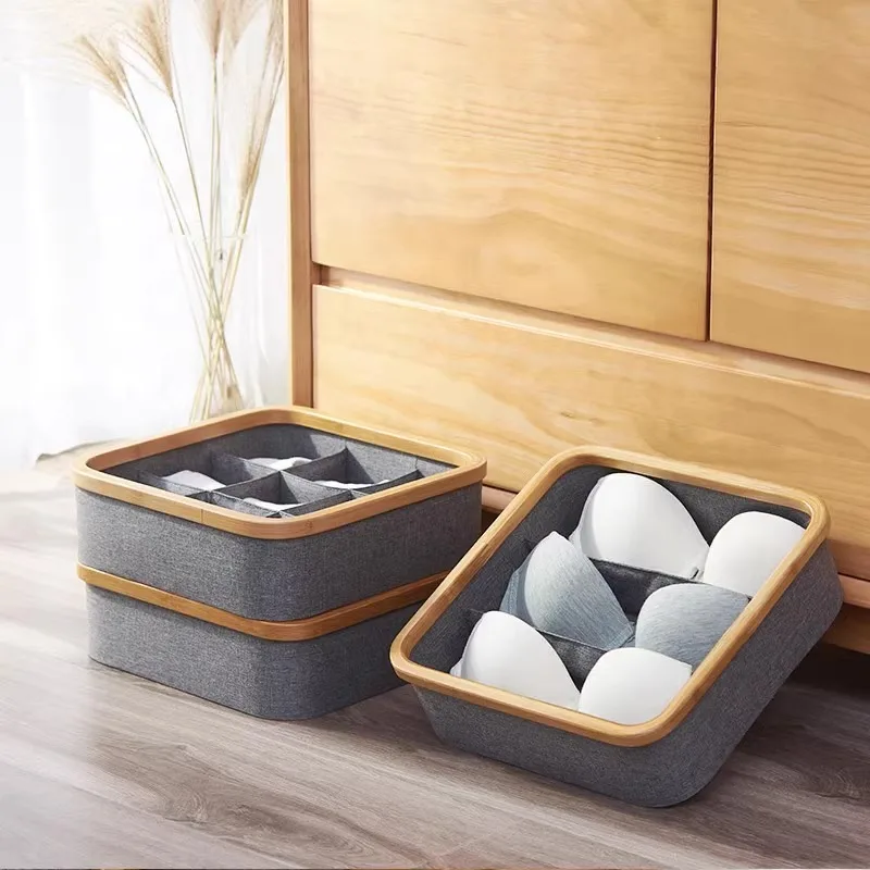 State Life Bedroom Desktop Storage Box Cosmetics Lipstick Skin Care Products Dresser Bamboo Storage Fabric Locker