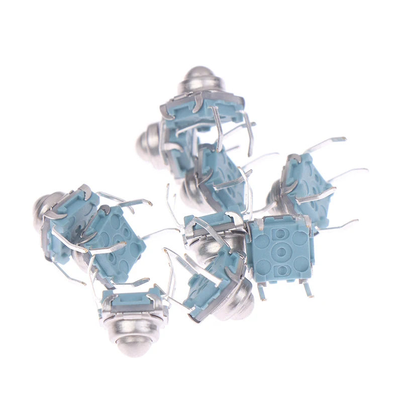 10Pcs TS-F007 7*7 Metal Steel Ball Reset Switch DIP Type 4 Pin Tactile Switch.