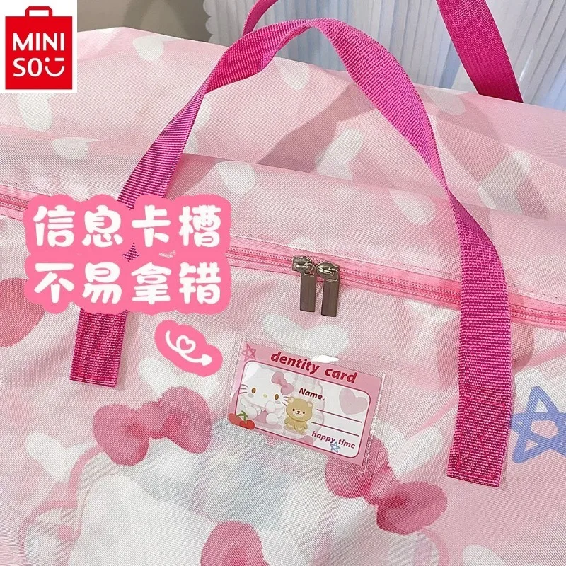 MINISO 산리오 가정용 의류 분류, 방습 이동 수하물 가방, 여성용 헬로 키티 대용량 보관 가방