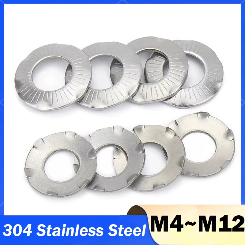 Knurled Gasket M4 M5 M6 M8 M10 M12 304 Stainless Steel Butterfly Lock Washer Claw Shaped Grounding Washer