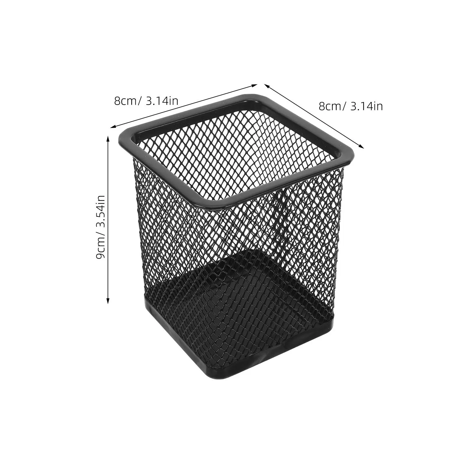 12Pcs Black Iron Bucket Desktop Pen Holder Mesh Desk Organizer Hollow Metal Stationery Organizer for Pens Pencils Makeup Brushes