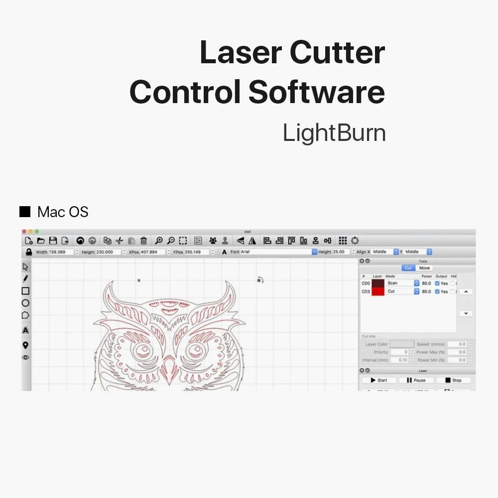 Lightburn Software License Control for Laser Engraver Cutter Engraving Machine For All Brands Of Engraving Machine Ortur Aufero