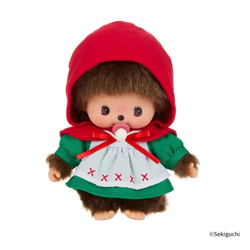 Disponibile originale Monchhichi bambola di peluche in vinile Cappuccetto Rosso serie Big Bad Wolf bambola carina pagliaccetto alla moda regalo carino