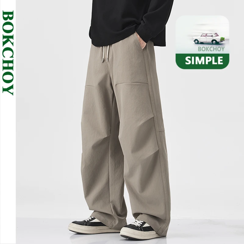 

2025 Autumn New Cargo Loose Soft Straight Trousers for Men Clothing Drawstring Versatile Streetwear LX5059