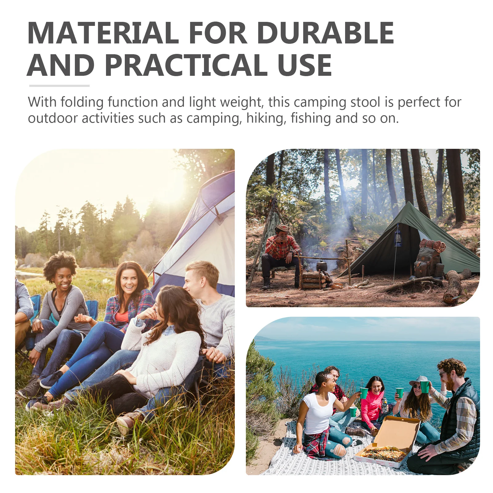 Portable Camping Stool Folding Lightweight Aluminum Alloy Bench Outdoor Garden Fishing Hiking Travel Compact Sturdy Seat