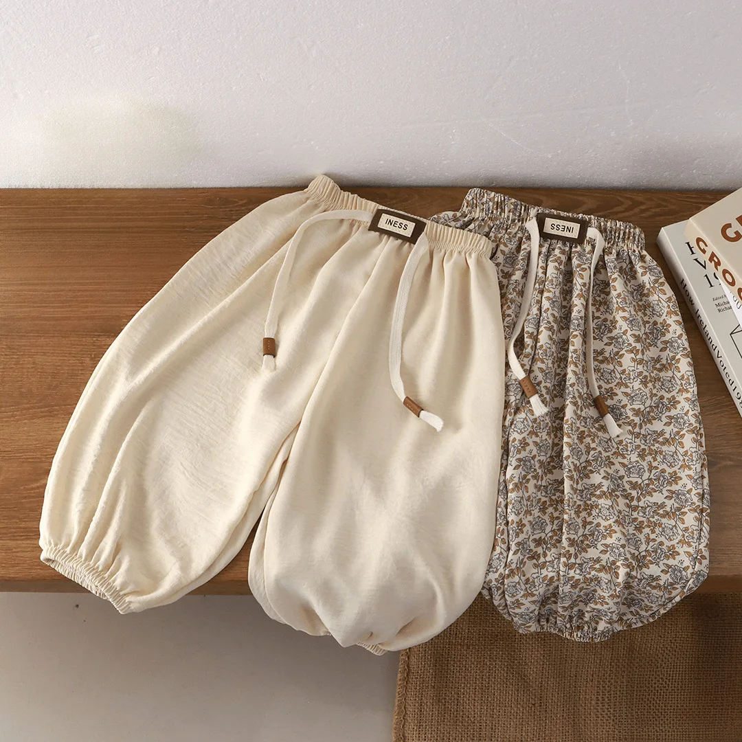 Thin Breathable Mosquito Proof Pants Summer Korean Loose Solid Color Casual Leggings Baby Boys Girls