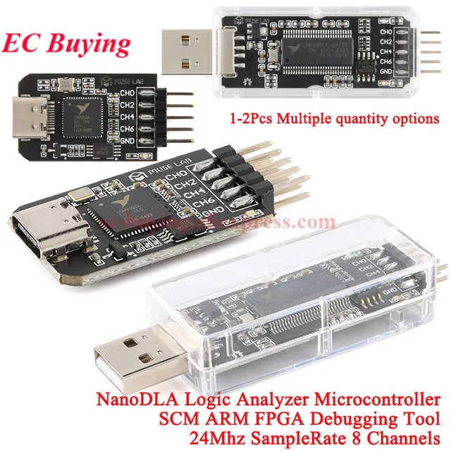 Analizator logiczny NanoDLA TYPE-C SCM ARM FPGA do debugowania, analizy protokołów, częstotliwość próbkowania 24MHz, 8 kanałów, open source, Sigrok PulseView