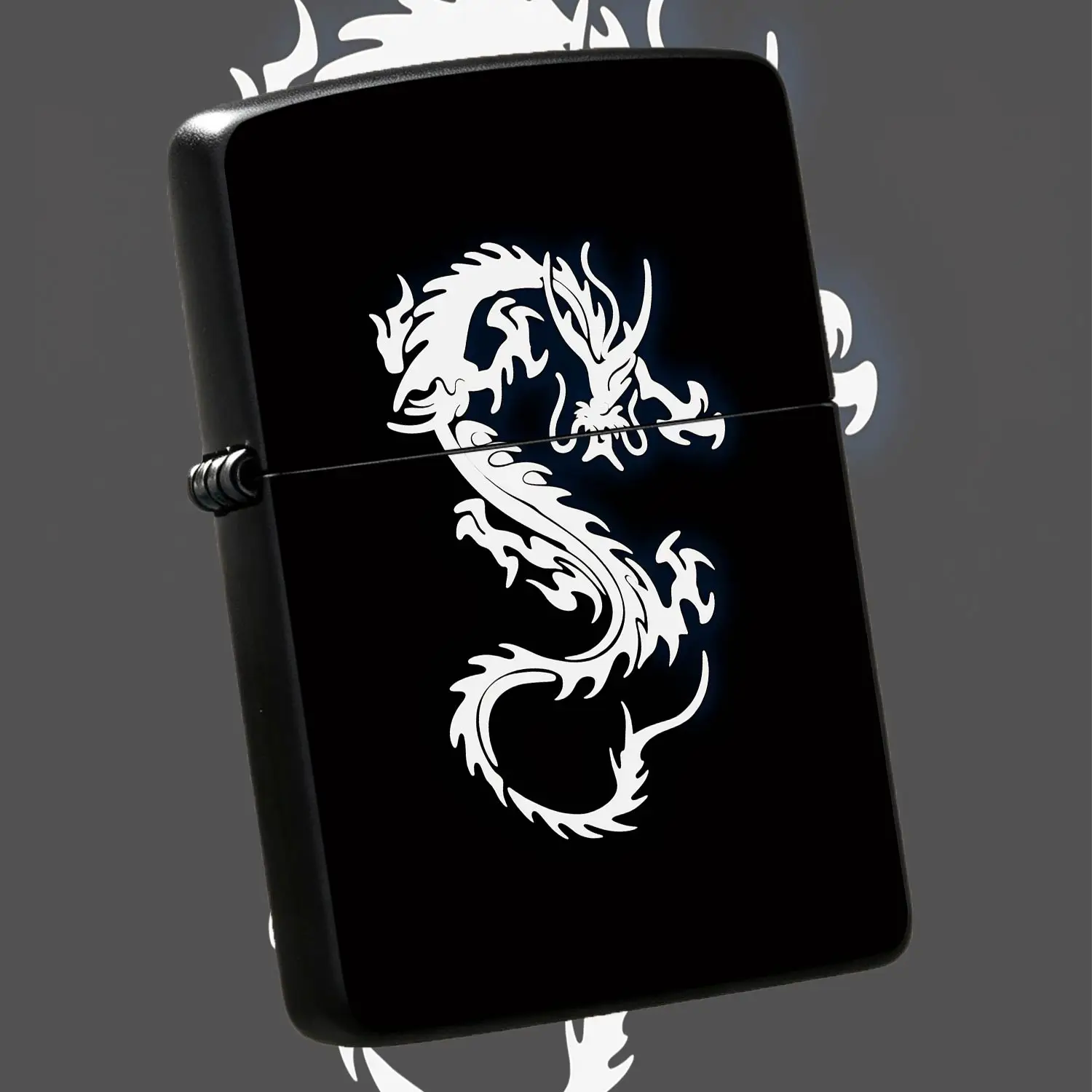 Stylish Portable Lighter With Traditionalauspicious Dragon Pattern, Cool Glowing Blue Accent Totem Design, Suitable For Daily Travel, Gatherings, Outdoor Activities And All Scenarios, Exquisite Trendy Accessory For Perso A Humorou And Inter
