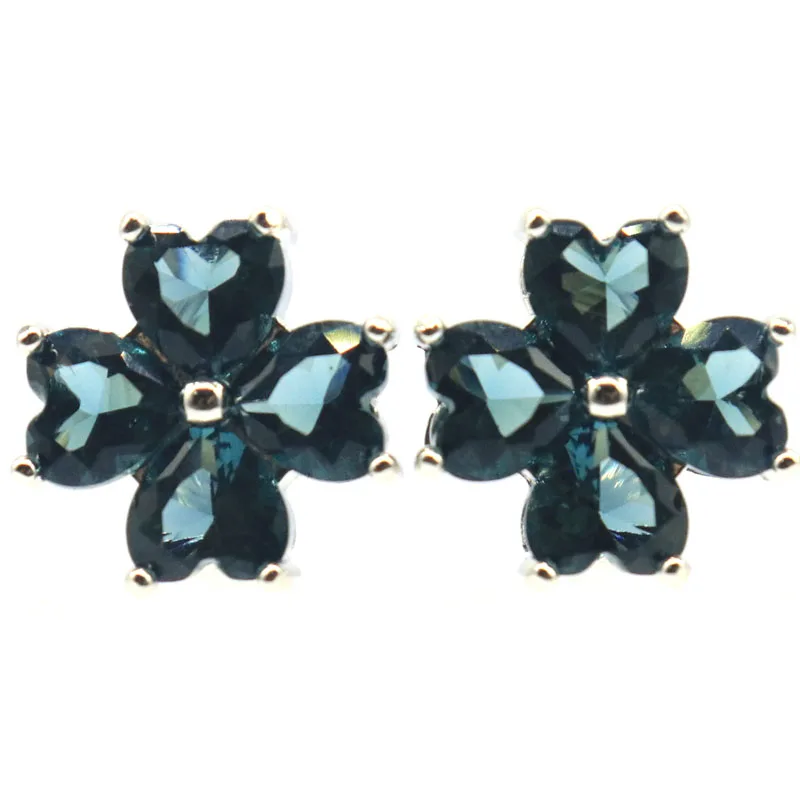 15x15mm Lovely Cute Pink Tourmaline Color Changing Zultanite Alexandrite Topaz London Blue Topaz White CZ Women Silver Earrings