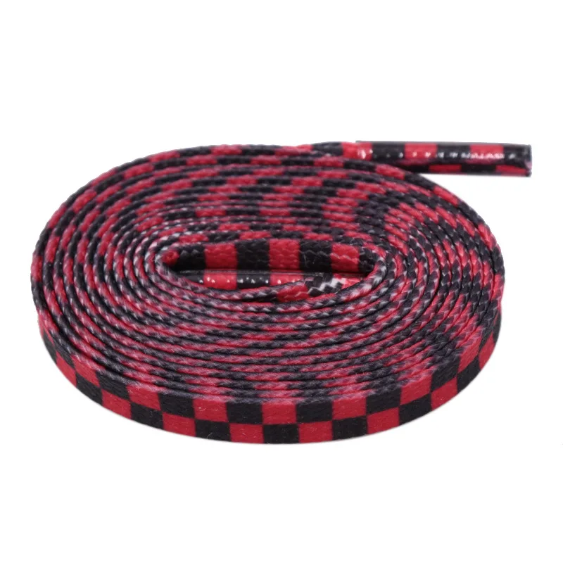 Fashion Two-Tone Plaid Flat Shoelaces, 0.8cm Universal Shoe Laces for Sneakers Casual Skate Shoes Men Women