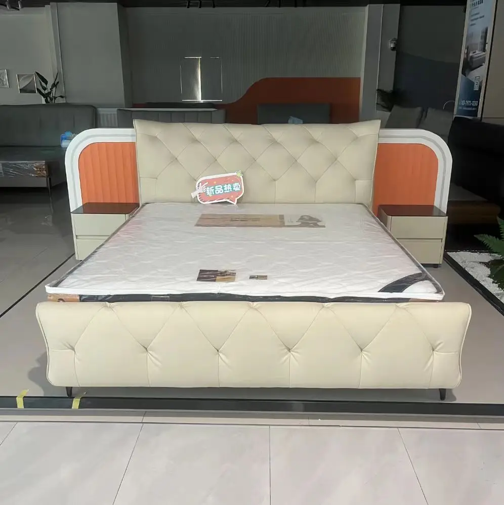 

%@Modern Leather Bed King Size Multi-functional Double Beds Bedroom Furniture Stylish Australian Size European Size Soft Bed