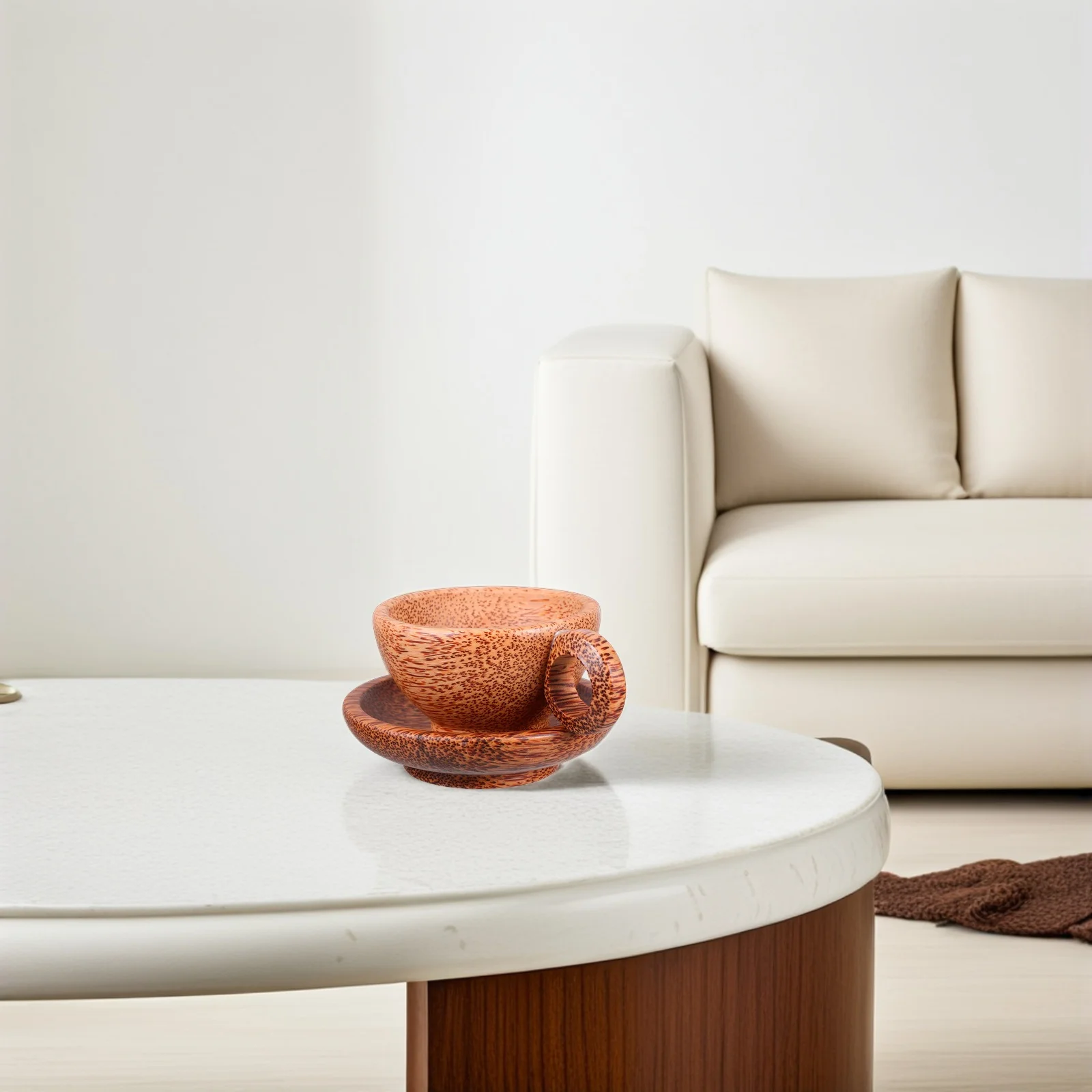 

Деревянный набор чайных чашек из кокосового дерева, винтажная ручка, нескользящие круглые подставки, кухонная офисная посуда для напитков в деревенском стиле, деревянные чайные чашки, кофейные кружки