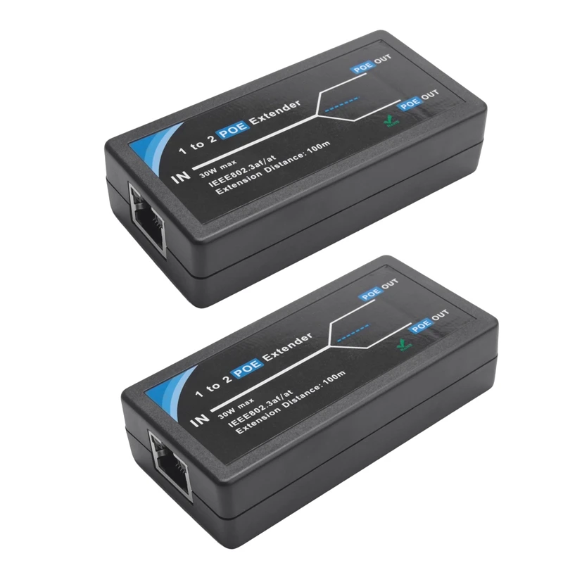 2X 2 Port POE Extender 10/100Mbps With IEEE 802.3Af Standard Input / Output For IP Camera Extend 100 Meters