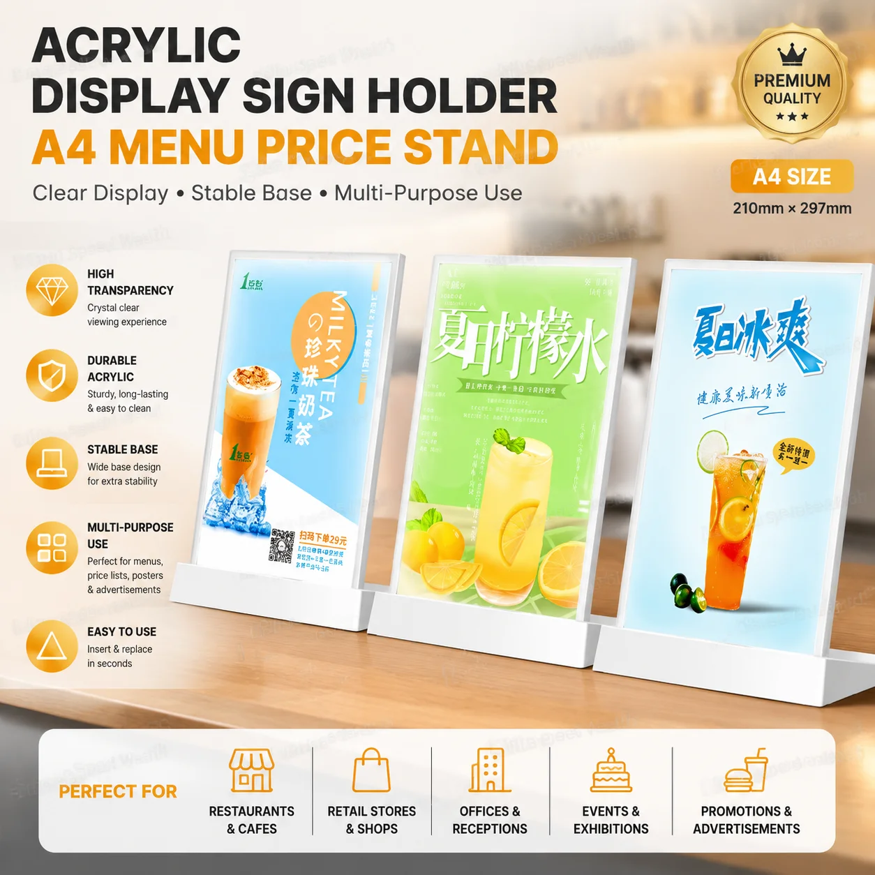 Multi Purpose Display Acrylic Price List A4Me