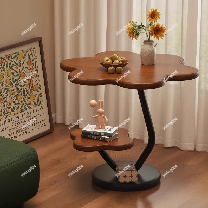 Round Side Table for Balcony Living Room, Small Nightstand Storage Rack for Home Use
