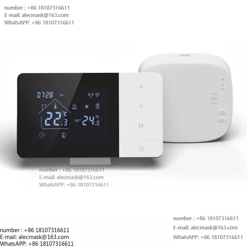 

Wireless WiFi Smart RF Room Thermostat with Battery Power and Daily Programmable Functions