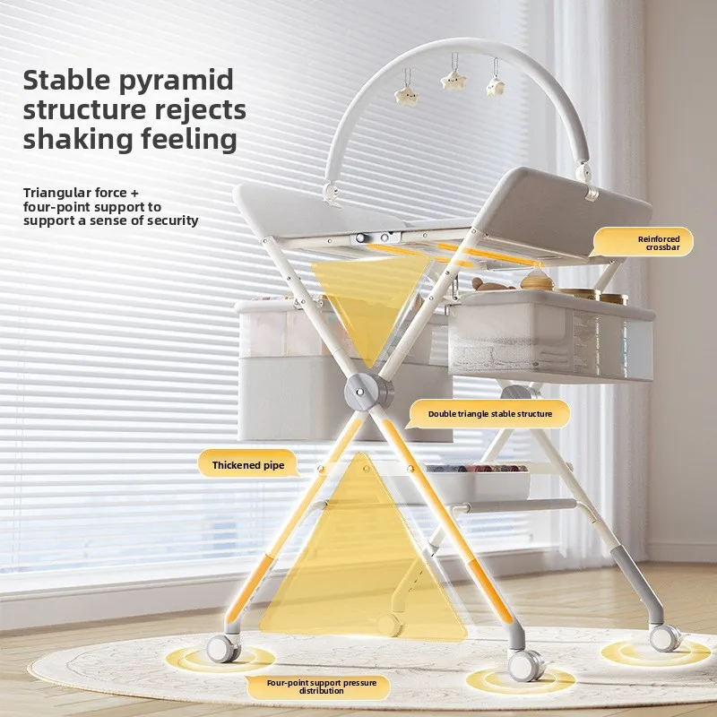 Children Beds Foldable Multifunctional Baby Changing Table Newborn Diaper Station Portable Bathing Massage Bed Compact Furniture