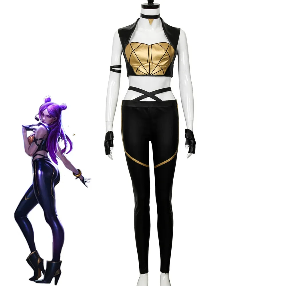 

LOL KDA Kaisa Group Cosplay Costume Game Character Outfit Top Pants Gloves Choker Custom Made Takerlama