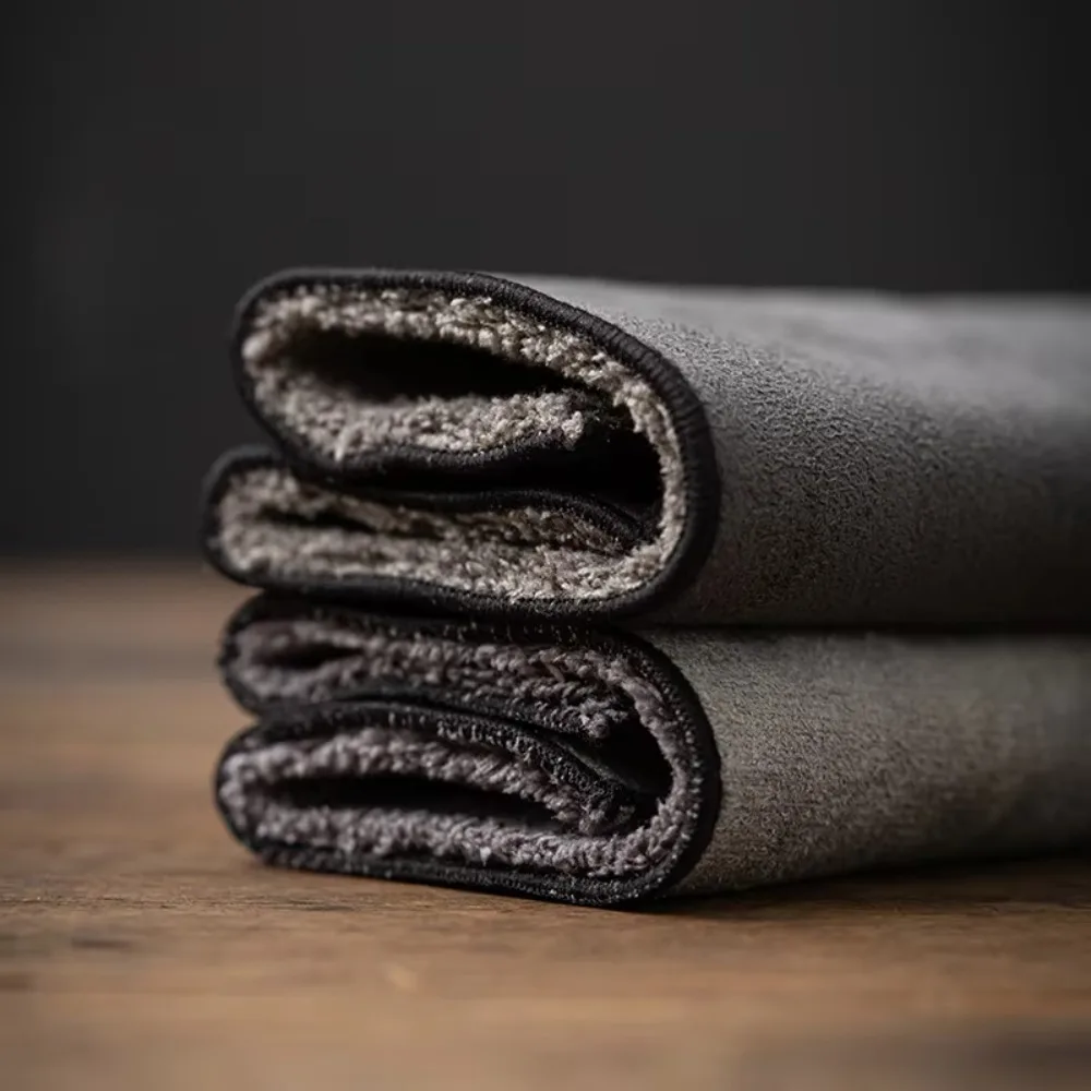 4 Pcs/Set Water Absorption Vintage Tea Towel Embroidered Pattern Thickened Coffee Table Cloth Soft Double-sided Zen Tea Cloth