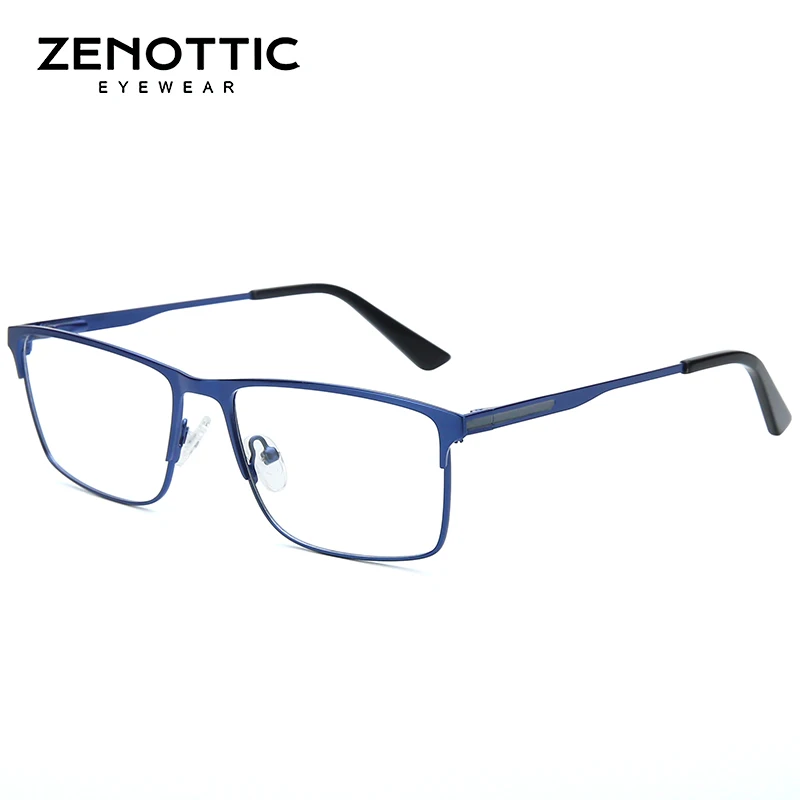 ZENOTTIC Alloy Square Progressive Prescription Glasses for Men Anti Blue Light/Photochromic Optical Eyeglasses