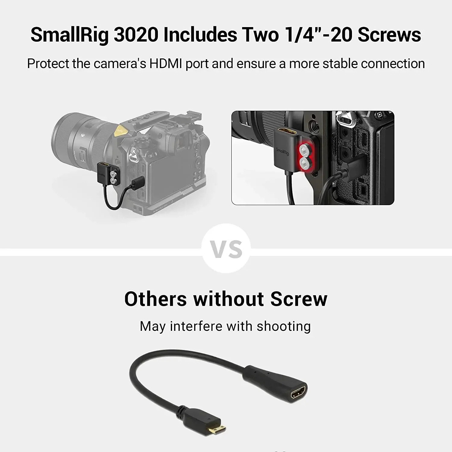 Kabel adapter SmallRig Ultra Slim 4K HDMI kompatybilny z A/C/D do A BMPCC 4K i 6K / Sony A7SIII Panasonic 3019 3020 — zdjęcie produktu 5